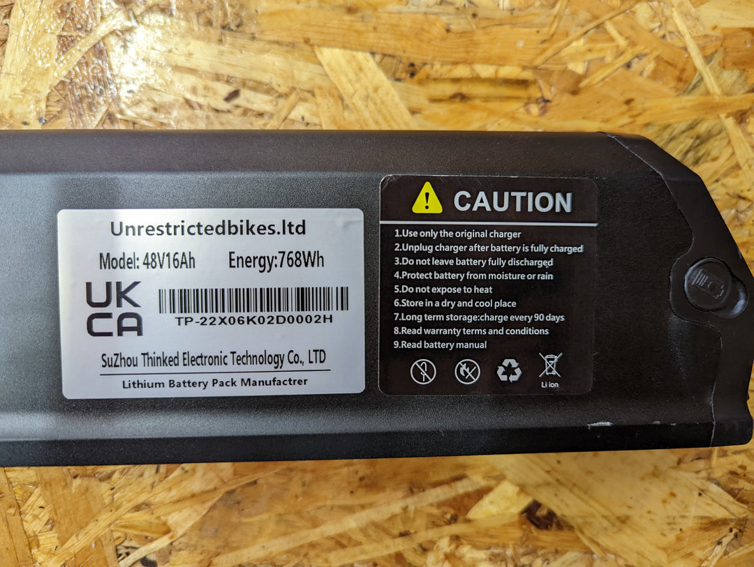 48v16Ah/ 768Wh E-bike battery Li-ion